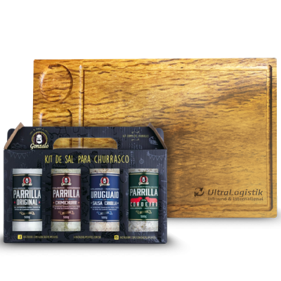 Kit com tábua personalizada e temperos