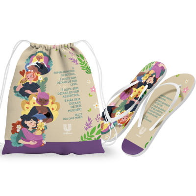 Kit dia das mães com mochila e chinelo personalizado