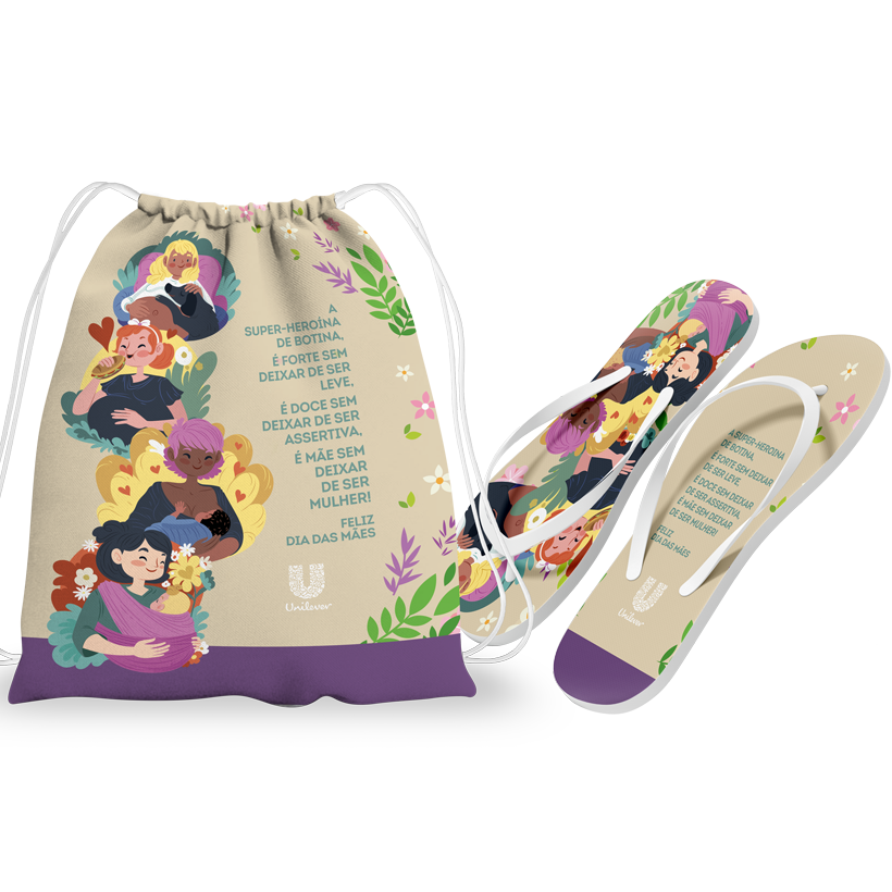 Kit dia das mães com mochila e chinelo personalizado