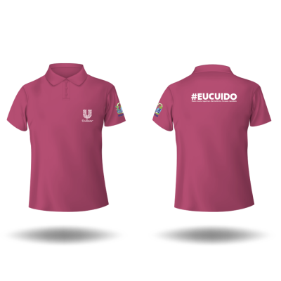 Camiseta polo com gravação frente, costas e manga
