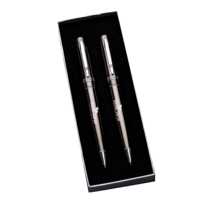 Caneta de metal bronze com gravação a laser