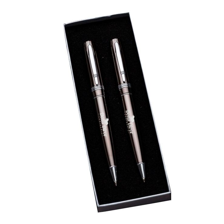Caneta de metal bronze com gravação a laser