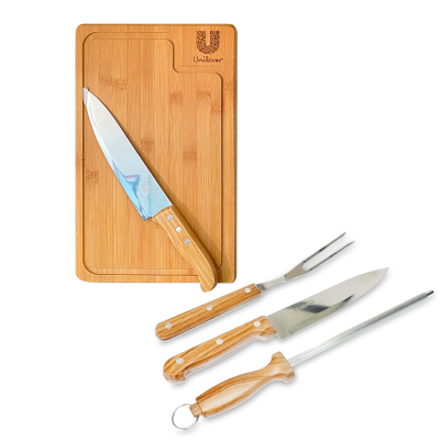 Kit Churrasco com tábua e facas personalizadas