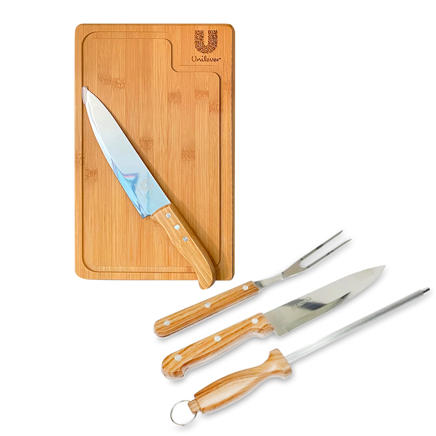 Kit Churrasco com tábua e facas personalizadas