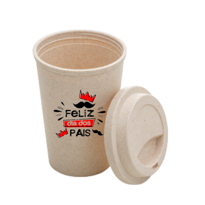 Copo em fibra de bambu com tampa