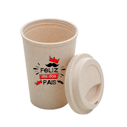 Copo em fibra de bambu com tampa