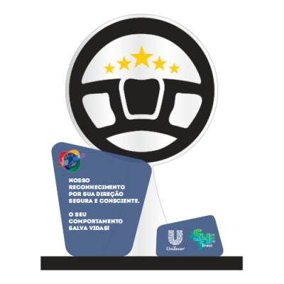 Troféu volante de acrílico adesivado
