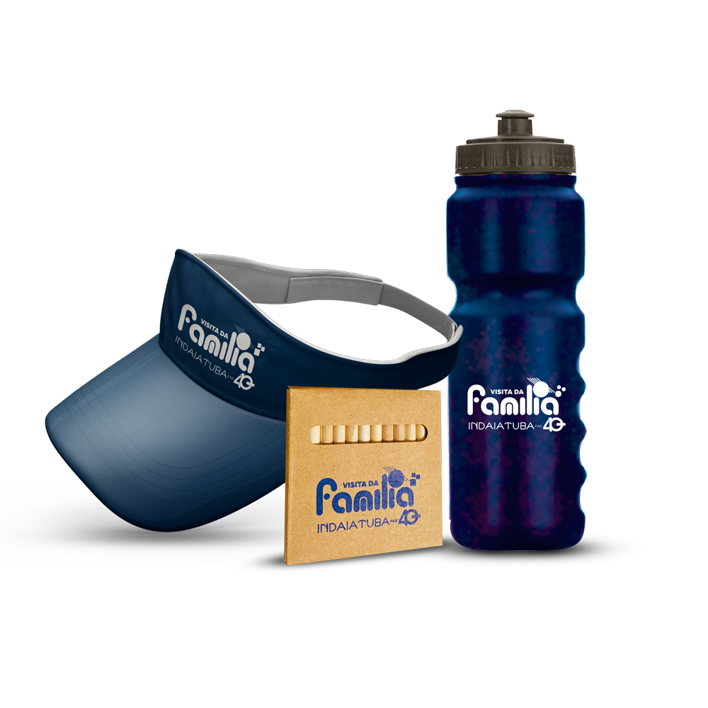 Kit com viseira e squeeze personalizados