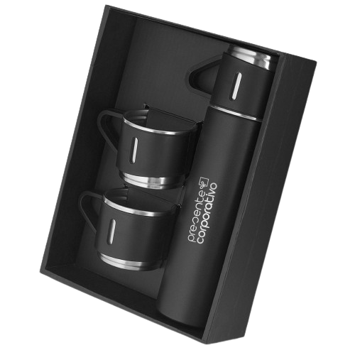 Kit com garrafa térmica e copos